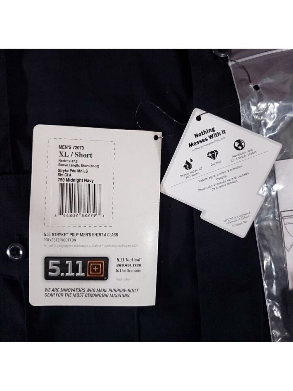 NWT 5.11 Tactical Stryke PDU Mens Shirt A Class Sz XL Short Midnight Navy 72073 - Picture 9 of 15